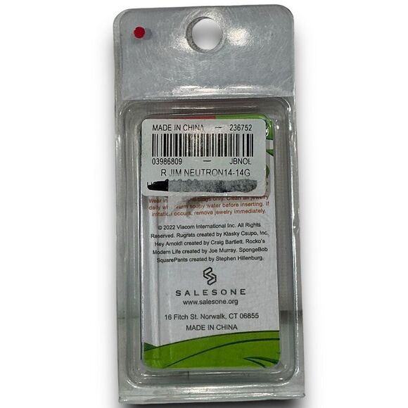 Nickelodeon Jimmy Neutron 14 Gauge 316L Belly Button Navel Ring - Picture 3 of 6